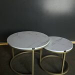 Журнальний столик  Loft Double  білий мармур метал золото
