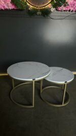 Журнальний столик  Loft Double  білий мармур метал золото