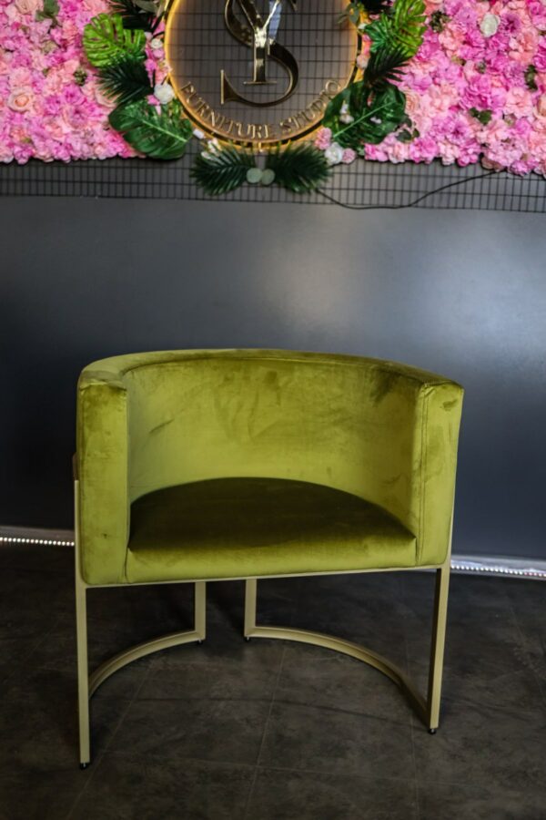 Крісло Loft Oval зелений велюр на металевому каркасі