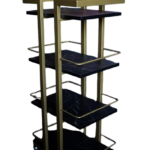 Візок косметологічний 03 метал золото чорний мармур