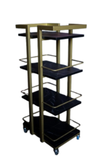 Візок косметологічний 03 метал золото чорний мармур