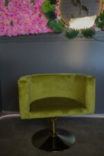 Перукарське крісло Oval зелене велюр, золота база - Зображення 2