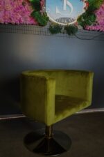 Перукарське крісло Oval зелене велюр, золота база - Зображення 3