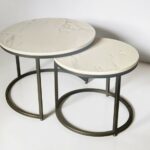 Журнальний столик Loft подвійний, білий мармур, чорний метал