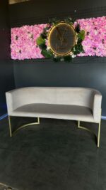 Диван Loft овальний 130см бежевий велюр, золота основа - Зображення 2