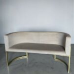 Диван Loft овальний 130см бежевий велюр, золота основа