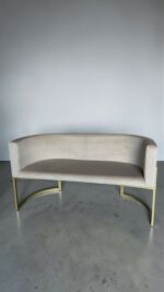 Диван Loft овальний 130см бежевий велюр, золота основа