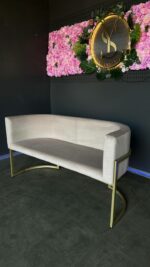 Диван Loft овальний 130см бежевий велюр, золота основа - Зображення 3