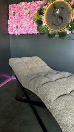 Кушетка Loft квадратна прошивка, букле taupe (бежево-сіра), чорна основа - Зображення 2