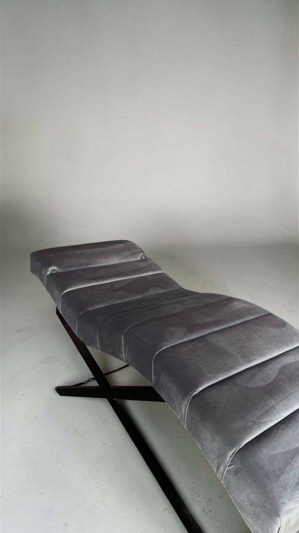 Кушетка Loft з регулюванням, графітовий велюр, чорна основа