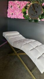 Кушетка Loft з регулюванням узголів’я, квадратна прошивка, золота основа - Зображення 2