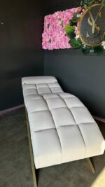 Кушетка Loft з регулюванням узголів’я, квадратна прошивка, золота основа - Зображення 3