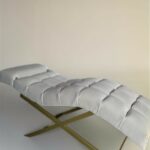 Кушетка Loft з регулюванням узголів’я, квадратна прошивка, золота основа