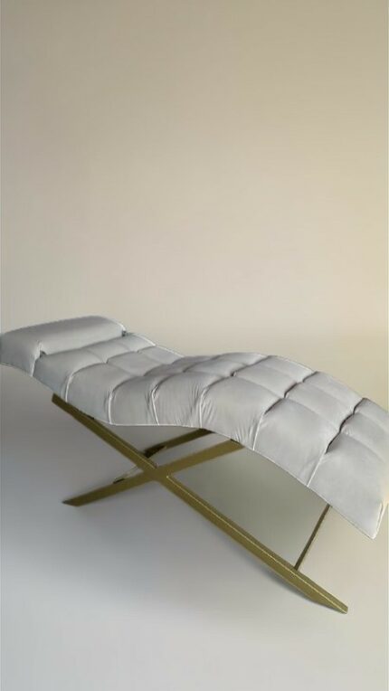 Кушетка Loft з регулюванням узголів’я, квадратна прошивка, золота основа