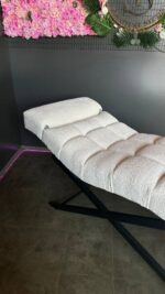 Кушетка Loft з регулюванням узголів’я, букле біле, чорні ніжки - Зображення 5