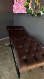 Кушетка Loft з регулюванням, велюр коричневий, чорні ніжки - Зображення 4