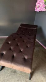 Кушетка Loft з регулюванням, велюр коричневий, чорні ніжки - Зображення 5