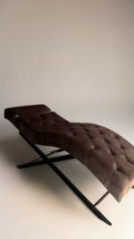 Кушетка Loft з регулюванням, велюр коричневий, чорні ніжки