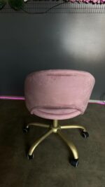 Стілець Mood на колесах золото, велюр пудрово-рожевий | Сучасний офісний / косметичний стілець - Зображення 6