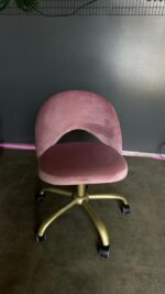 Стілець Mood на колесах золото, велюр пудрово-рожевий | Сучасний офісний / косметичний стілець - Зображення 2