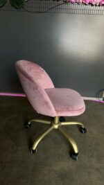 Стілець Mood на колесах золото, велюр пудрово-рожевий | Сучасний офісний / косметичний стілець - Зображення 5