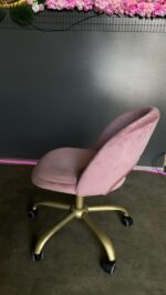 Стілець Mood на колесах золото, велюр пудрово-рожевий | Сучасний офісний / косметичний стілець - Зображення 4