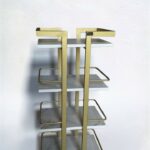 Візок 03 метал золото, полиці ДСП білий мармур | Косметичний візок на колесах