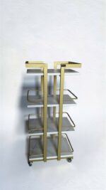 Візок 03 метал золото, полиці ДСП білий мармур | Косметичний візок на колесах