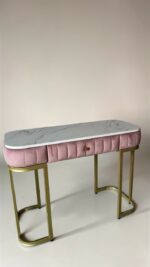 Стіл Art Lux квадрат із шухлядою, золото, білий мармур | Б’юті / туалетний стіл