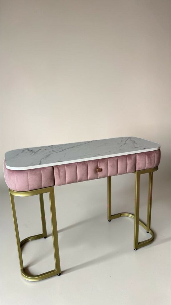 Стіл Art Lux квадрат із шухлядою, золото, білий мармур | Б’юті / туалетний стіл