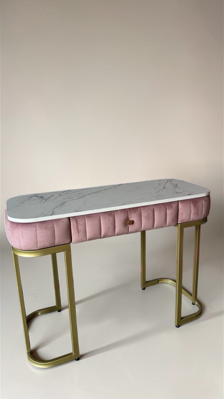 5327889188638102352 — копия Стіл Art Lux квадрат із шухлядою, золото, білий мармур | Б’юті / туалетний стіл - Зображення 1