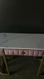 Стіл Art Lux квадрат із шухлядою, золото, білий мармур | Б’юті / туалетний стіл - Зображення 2