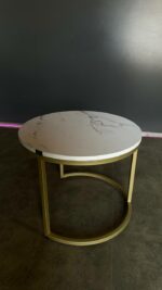 Стіл журнальний Loft круглий, золото, білий мармур | Сучасний журнальний столик - Зображення 2