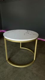 Стіл журнальний Loft круглий, золото, білий мармур | Сучасний журнальний столик - Зображення 3