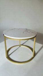 Стіл журнальний Loft круглий, золото, білий мармур | Сучасний журнальний столик