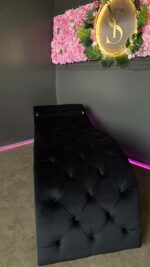 Купити кушетку для нарощення вій чорна велюр | Косметологічна кушетка з регулюванням спинки - Зображення 3