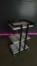 Візок 01 чорний метал, полиці білий мармур | Косметичний візок на колесах - Зображення 4