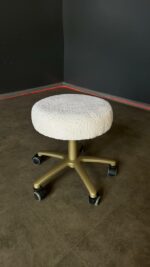 Стілець Таблетка на колесах, золота основа | М’який стілець для майстра / салону - Зображення 2