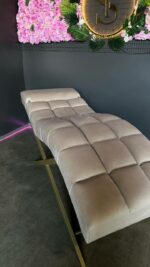 Кушетка Loft для нарощення вій, регульований підголівник, золото, бежевий велюр - Зображення 2