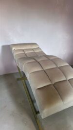 Кушетка Loft для нарощення вій, регульований підголівник, золото, бежевий велюр