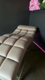 Кушетка Loft для нарощення вій, регульований підголівник, золото, бежевий велюр - Зображення 4