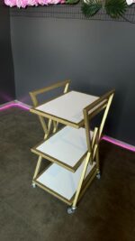 Візок 02 золото, полиці ДСП біле | Косметичний візок на колесах - Зображення 6