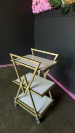 Візок 02 золото, полиці ДСП біле | Косметичний візок на колесах - Зображення 2