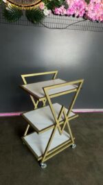 Візок 02 золото, полиці ДСП біле | Косметичний візок на колесах - Зображення 3