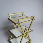 Візок 02 золото, полиці ДСП біле | Косметичний візок на колесах