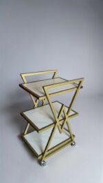 Візок 02 золото, полиці ДСП біле | Косметичний візок на колесах