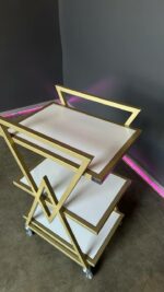 Візок 02 золото, полиці ДСП біле | Косметичний візок на колесах - Зображення 4