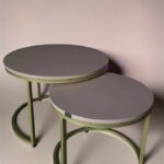 Купити журнальний стіл подвійний Loft золото рожевий | Набір 2 столиків для салону та дому