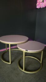 Купити журнальний стіл подвійний Loft золото рожевий | Набір 2 столиків для салону та дому - Зображення 3