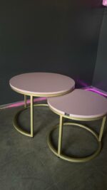 Купити журнальний стіл подвійний Loft золото рожевий | Набір 2 столиків для салону та дому - Зображення 4